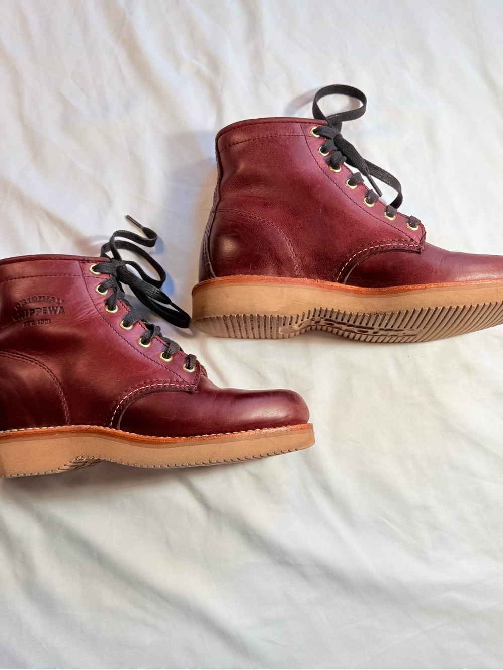 Original Chippewa Heritage 6" Service Boots Oxblood Leather USA Women's 6M